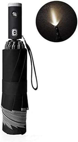 Parapluie Pliant Automatique avec Lampe De Poche LED, Réfléchissant, Pluie, Soleil, Inversé, Dix Os, Voiture De Luxe, Grands Parapluies d'affaires,Hilarious123