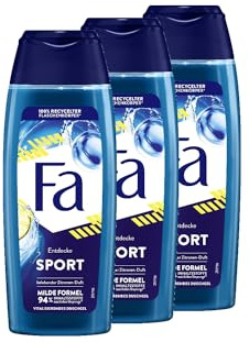 FA pflegendes Duschgel Sport (3x 250ml), genieße die milde & vegane Formel mit dem vitalisierend-frischen Duft von grünem Zitrus, 94% Inhaltstoffe natürlichen Ursprungs
