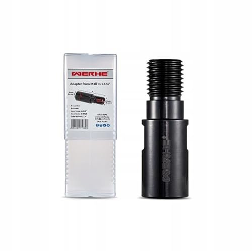WERHE® Adapter for Diamond Drill bit core Drill bit - 1 1/4 inch UNC to M18 - additionally with 1/2 inch Internal Thread