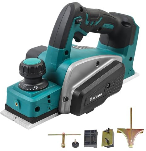 MaxEarn Pialla elettrica a batteria in legno, affettatrice automatica senza fili per batteria Makita da 18 V, larghezza pialla: 0 – 2 mm (senza batteria)