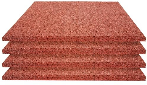 TOPRUBBER® 4x Fallschutzplatten 50x50x2 cm Rot Gummiplatten Spielplatzmatten