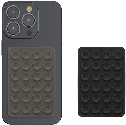 kwmobile 2X Silikon Saugnapf Handyhalterung - Handy Halter selbstklebend - 5,5 x 8cm - Universal Halterung für Handyhüllen - Kompatibel mit iPhone und Android - Schwarz Dunkelgrau