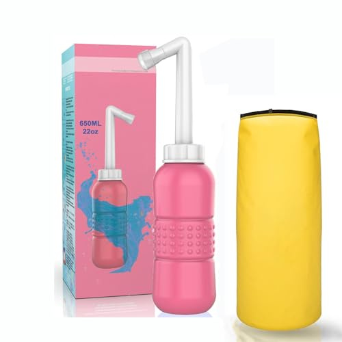 Giural Portable Bidet Reise-Bidet, Po Dusche Tragbares Bidet Für Reisen, Geburt, Dirver, Outdoor, Camping, Mit Aufbewahrungstasche, 650 Ml Travel Bidet,Rosa