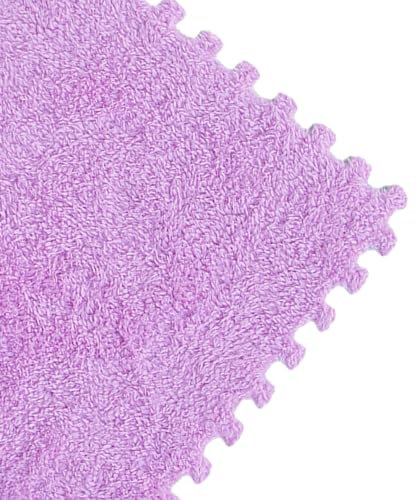 50 Stück Plüsch-Bodenmatten Aus Schaumstoff, Ineinandergreifende Quadratische Teppichfliesen, Puzzle-Teppiche, Bodenfliesen, Schlafzimmer, Spielzimmer (Lila)