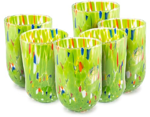 MurArt 6 verres de Murano Ensemble de 6 verres à eau de 400 ml en verre soufflé à la main de fabrication artisanale Collection Eleganza Made in Italy
