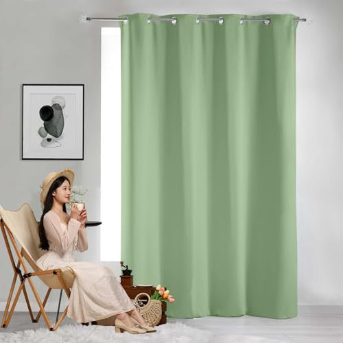 GAIFNAG Verdunkelung Fenstervorhang Gardinen Vorhänge 120 x 120 cm Blickdicht Abdunkelnd, Größe Und Farbe Wählbar Modern Schlaufenschal, Balkontür Gardine für Hotels Büros Wohnzimmer, Zart Grün