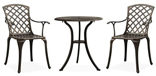 LXYZWRW Outdoor-Möbel 3-teiliges Bistro-Set aus Aluminiumguss, Bronze, Outdoor-Möbel-Sets