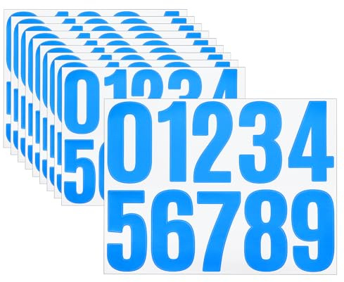 sourcing map 10 Sheets Vinyl House Numbers, 4 Inch Waterproof Self-Adhesive Number Stickers for Mailbox, Sign, Window, Door, Address Number, Blue