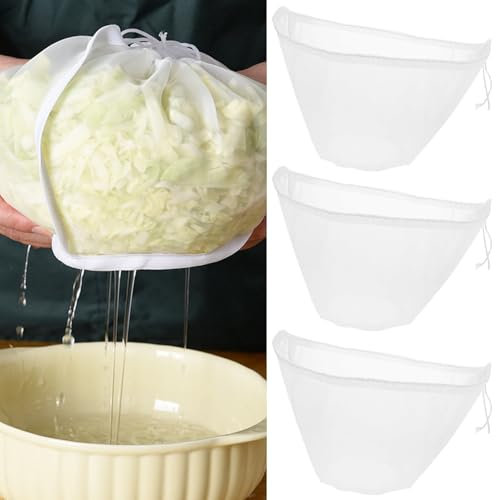 3 sacchetti per latte di noci, a forma di ciotola, in nylon, a rete ultra fine, riutilizzabili, per filtrare noci, latte, succhi di verdura, caffè