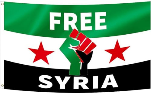 Hrippy Kostenlose Syrische Flagge, Syrische DREI-Sterne-Flagge, Banner Zum Aufhängen, Heimdekoration, Flaggen, Syrien-Banner Zwei Metallösen