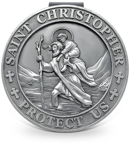 ANOWVI Heiliger Christophorus Medaille für Auto, Visierclips für Autos, St. Christophorus-Medaille für Autovisier, Geschenk für Fahrer, Auto-Reisezubehör für Familien u