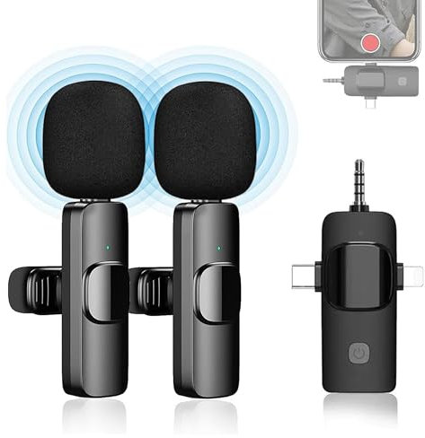 Microphone sans fil compatible avec iPhone, micro à rabat pour téléphone portable avec clip magnétique, annulation du bruit, enregistrement vidéo Lavalier (microphone sans fil pour appareil photo