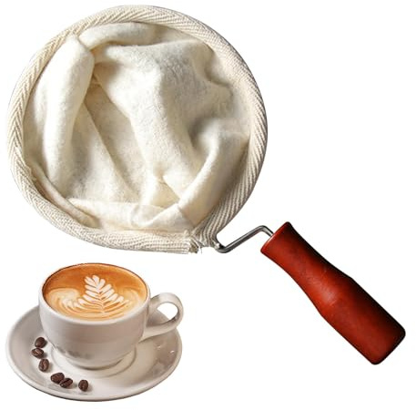 Filtre à café en tissu – Filtre à café en flanelle – Fabriqué à la main – Réutilisable – Filtre à café – Chaussette à café avec poignée en bois