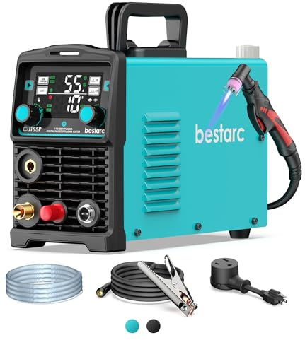 bestarc Plasma Cutter, [Pilot Arc][Large LED Display] 55A bestarc Plasma Cutter Machine 110/220V Dual Voltage, 5/8 Inch Clean Cut 3/4 Inch Max Cut, Post Flow Mesh Cut, 2T/4T for Beginners DIY