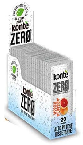 KONTE ZERO DRINK ARANCIA ROSSA - 20 Bustine Monodose di Preparato istantaneo per Bevande con Estratto di Stevia e Vitamina C - Zero Calorie - Zero Zuccheri - Gluten Free -