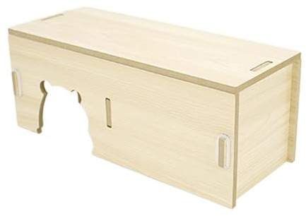 CHAKAE Maison en bois naturel pour hamster avec design ventilé pour petits animaux de compagnie, souris et gerbilles