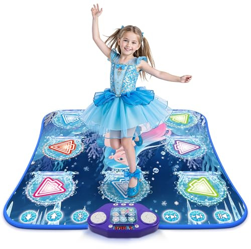 ANNKIE Dance Mat Toys for 3-12 Year Old Girls, Kids Dance Mat with Light Up 8-Buttons & Wireless Bluetooth, Dance Toy with 5 Modes Game, Birthday Xmas Gifts for 3 4 5 6 7 8 9 10+ Year Old Girls Boys