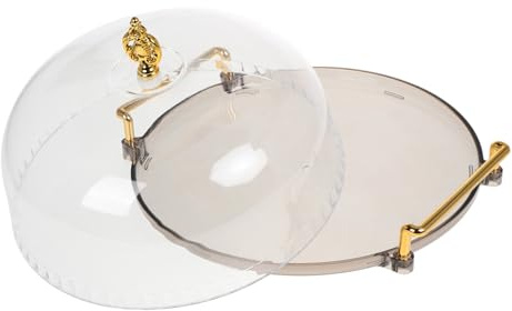 TOYANDONA Plateau de Service Transparent avec Couvercle Plateau Multifonction pour Gâteaux Fruits et Desserts et Résistant pour Présentation Soirée et Thé Alimentaire avec Cloche
