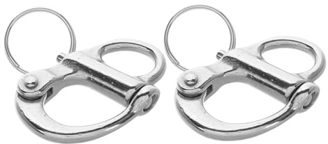 JOINPAYA 2pcs 35mm Stainless Steel Self-locking Shackles Marine Snap Hooks Rope End Snap Hooks Sailing Boat Rigging Hardware for Yachts and Marine Use