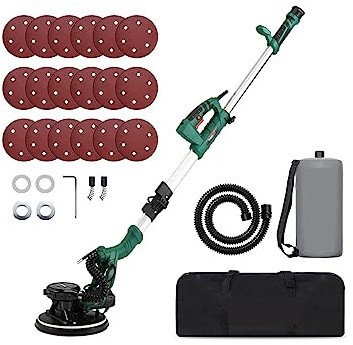 YQVEOT Lijadora de Pared, Lijadora eléctrica for Paneles de Yeso de 215MM, pulidora de Pared de Poste, lijadora de Pared Seca de 810W, Tira de Luces LED, Lijado de Pared for el hogar