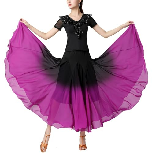 Robe de performance de danse, demi jupe, dégradé de couleur, robe de danse, robe de danse moderne, longue jupe de danse, lilas, XL