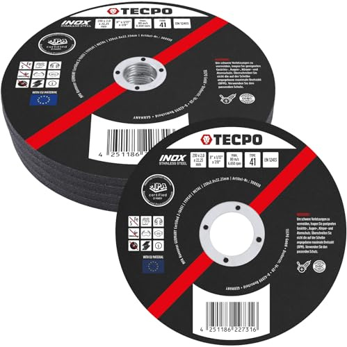 TECPO Disco da taglio Ø 230 mm smerigliatrice angolare dischi flessibili per acciaio, metallo e acciaio inossidabile (INOX) 2,0 mm 22,23 mm disco da taglio metallico dischi abrasivi accessori 20 pezzi