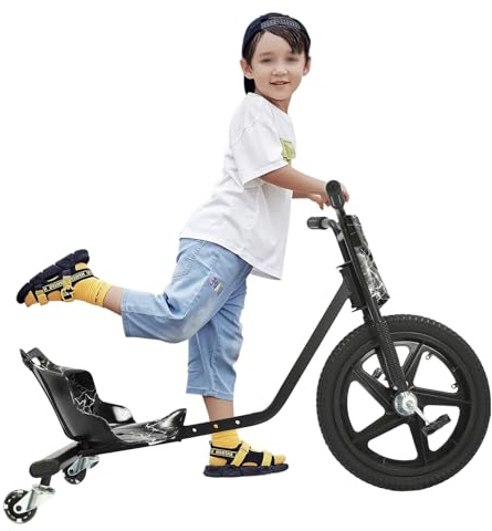 Drift Cart für Kinder, 360° Drift Trike mit LED-Beleuchtung, Drift Scooter für Jungen & Mädchen ab 6 Jahren, Tragkraft 80kg, verstellbare Länge