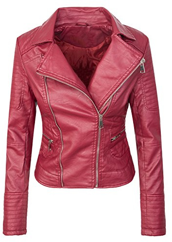 Rock Creek Damen Kunstleder Jacke Übergangs Jacke D-287 [ PU-2316 Bordo L ]