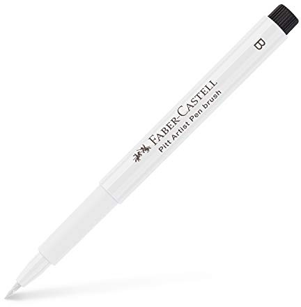 Faber-Castell 167401 Tuschestift Pitt Artist Pen B mit Pinselspitze, weiß, bunt