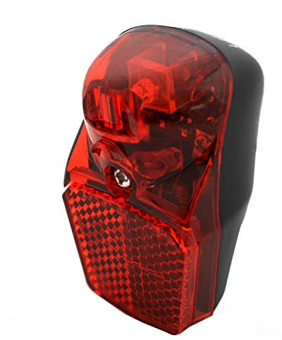 nean Luz Trasera dínamo de Bicicleta Reflector, luz de posición y aprobación StVZO, 7 candelas, Reflector de Guardabarros con Reflector, luz Trasera con tecnología LED, Rojo
