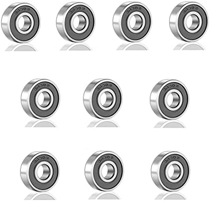 ［10 Pack］ 608 2RS Ball Bearings – Bearing Steel and Double Rubber Sealed Miniature Deep Groove Ball Bearings for Skateboards, Inline Skates, Scooters (8mm x 22mm x 7mm)