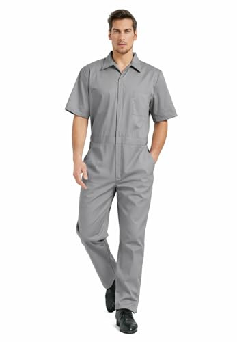 TopTie Herren Arbeitsoverall Kurzarm Overall Herren Arbeitskleidung