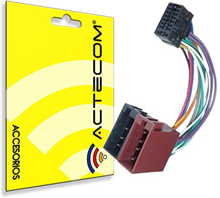 ACTECOM® Adaptador ISO Universal para Radio de Coche - Conector de 16 Pines Compatible con dispositivos con la misma conexion Pioneer, Kenwood, JVC, Sony, Audiovox y Más, Instalación Rápida y Segura