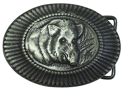 BELTINGER Gürtelschnalle Wildschwein 4,0 cm | Buckle Wechselschließe Gürtelschließe 40mm Massiv | für Jagd-Outfit | Silber