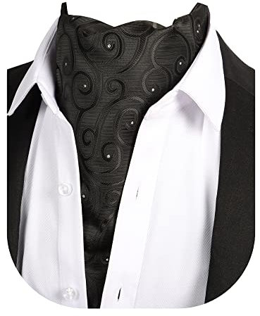 Beaface Herren-Krawatten, Ascot Krawatten, Krawatten für Herren, Paisleymuster, Jacquard, gewebt, Krawatte, Hochzeit, Business, Party, Freizeit, Schwarz , Einheitsgröße