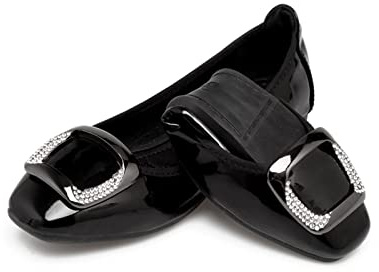 MACHSWON Womens Ballet Flat Slip On Foldable Ballet Flats with Buckle, Portable Ladies Slip On Loafers