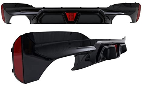DM Autoteile 14244 Evo Heckdiffusor schwarz Glanz mit LED Rückstrahler kompatibel für BMW 5er G30 G31 M Paket Nicht CS M5