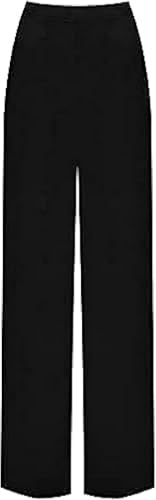 Pantalon Palazzo pour femme - Taille haute à jambes larges - Pantalon d'été pour tenue décontractée, plage, vacances et travail - Grande taille 8-26, Noir , 52-54