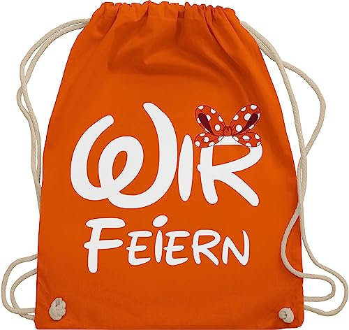 Turnbeutel Rucksack - JGA Junggesellenabschied Frauen - Wir feiern - Schleife - Unisize - Orange - brauttaschen bachelorette party bridesmaids beutelrucksäcke junggesellinnenabschied outfit
