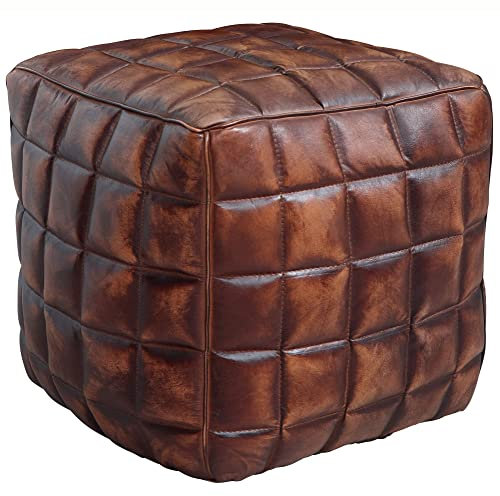 möbelando Sitzwürfel Echtleder braun 39 x 41 x 39 cm Ottomane Wohnzimmer | Design Pouf Hocker orientalisch | Polster Sitzhocker edel | Orient Beinablage Sofa | Würfel Polsterhocker eckig