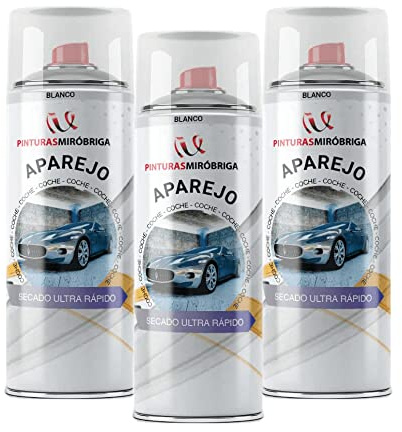 Kit Spray Imprimación Aparejo Color Negro para Coche Mirobriga Acabado Mate x3 Unid.(400ml)