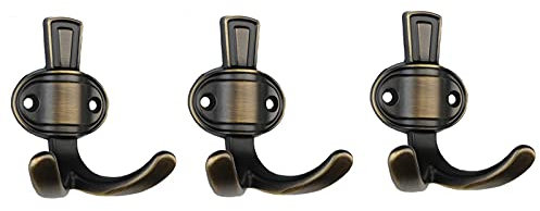 IMYOGI Kleiderhaken Wandgarderobe Wandmontierte zeitgenössische Metall-Doppelmantelhaken Kleiderhaken 3er-Pack Hochleistungs-Kleiderhaken Hängegarderobe (Farbe: Gold)