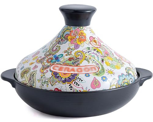 WYBZDA Ceramic Non Stick Moroccan Tagine Pot for Cooking Slow Casserole Dishes with Lids Pan Electromagnetic Cooker Tajine Pot