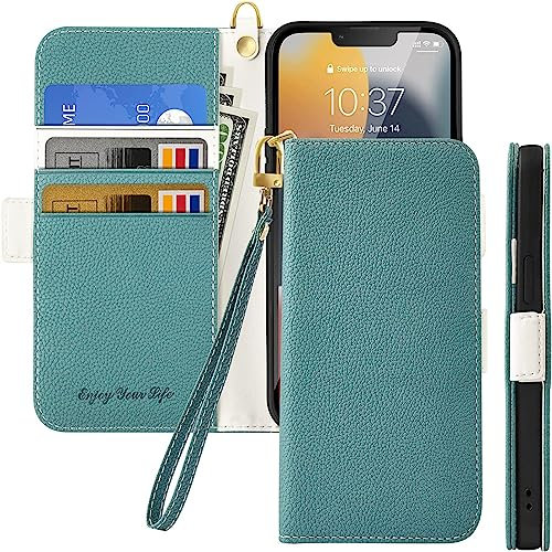 Tiyoo Flip Phone Case for iPhone 11 Pro Max, Premium Magnetic Wallet Case for Phone Protection,Lychee Pattern PU Leather with Card Slots&Wrist Strap,Shockproof Phone Cover for iPhone 11Pro Max, Green