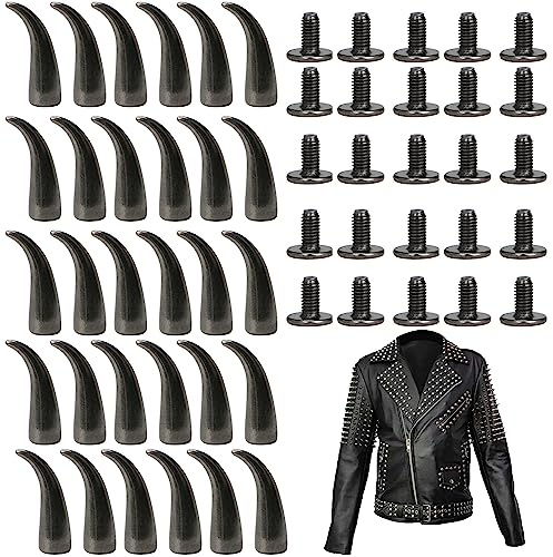 30Pcs Punk Clous Conique Rivets Metal Anti-Corrosion Rivets Avec vis pour décorer les vêtements chaussures chapeaux vestes sac à dos ceintures jeans bracelets Faites votre propre artisanat (Gun Black)