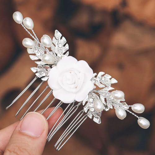 Ushiny Hochzeit Haarschmuck Braut Blumen Haarkamm für Damen