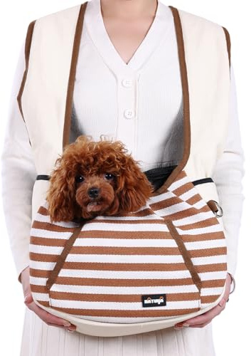 NATUYA Tragetasche für Hunde, Welpen, verstellbare Tragetasche, Reisetasche, Bodenpolster, Haustier-Tragetasche für kleine Hunde, Katzen, Welpen, Reisen, Wandern, Camping