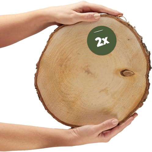 Große Holzscheiben 30 cm zum Holz-Deko Basteln - 2 Stk. runde EU Birkenholz Baumscheiben