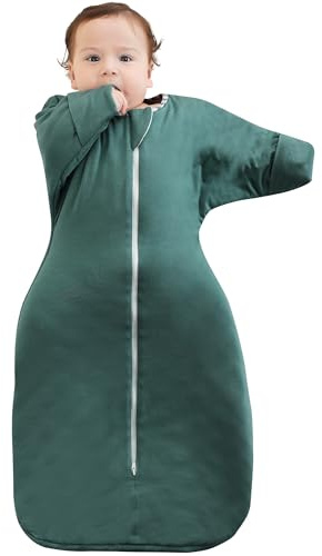 Aomloge PuppyPaws: Baby Sleeping Bag 1.5 TOG, Swaddle with Arms Up Long Sleeves and Mitten Cuffs, Bamboo Rayon Sleep Sack 3-6 Months, Wearable Blanket Baby with 2-Way Zipper