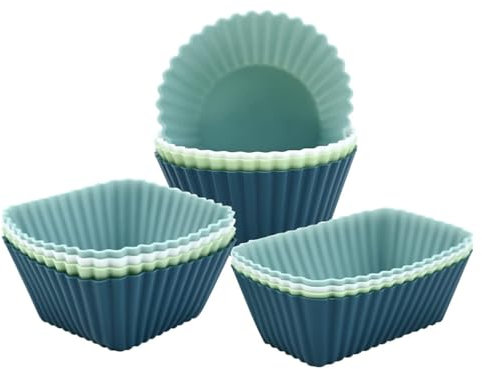 12 moldes de silicona reutilizables para tartas, postres, chocolate, pudín (rectángulo, cuadrado, círculo)